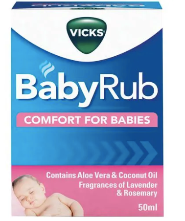Vicks Baby Rub Aloe Vera & Coconut Oil - Fragrances of Lavender & Rosemary Cough and Cold Treatment Ideally For Baby- 50ml