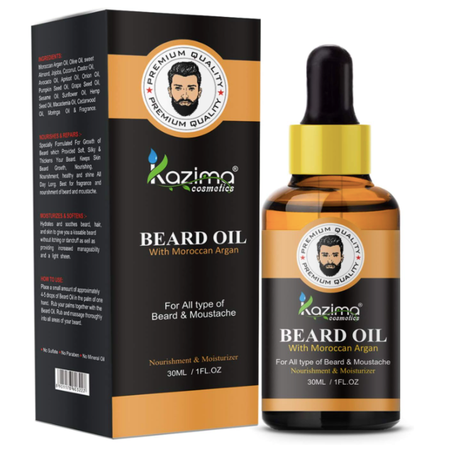 Kazima Beard Oil | Moroccan Argan | All Type of Beard & Moustache| Moisturizes And Softens Beard Hair - 30ml