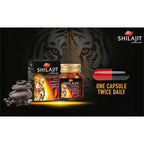 Dabur Shilajit Capsules Premium Vitality Ayurvedic Supplement for Men - Packed with the Power of Herbs & Ayurvedic Formulation - Helps Improve Strength, Immunity & Power - 30 Capsules