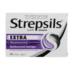 Strepsils Extra Triple Action Hexylresorcinol Blackcurrant | Pain Relief For Sore Throat - 24 Lozenges
