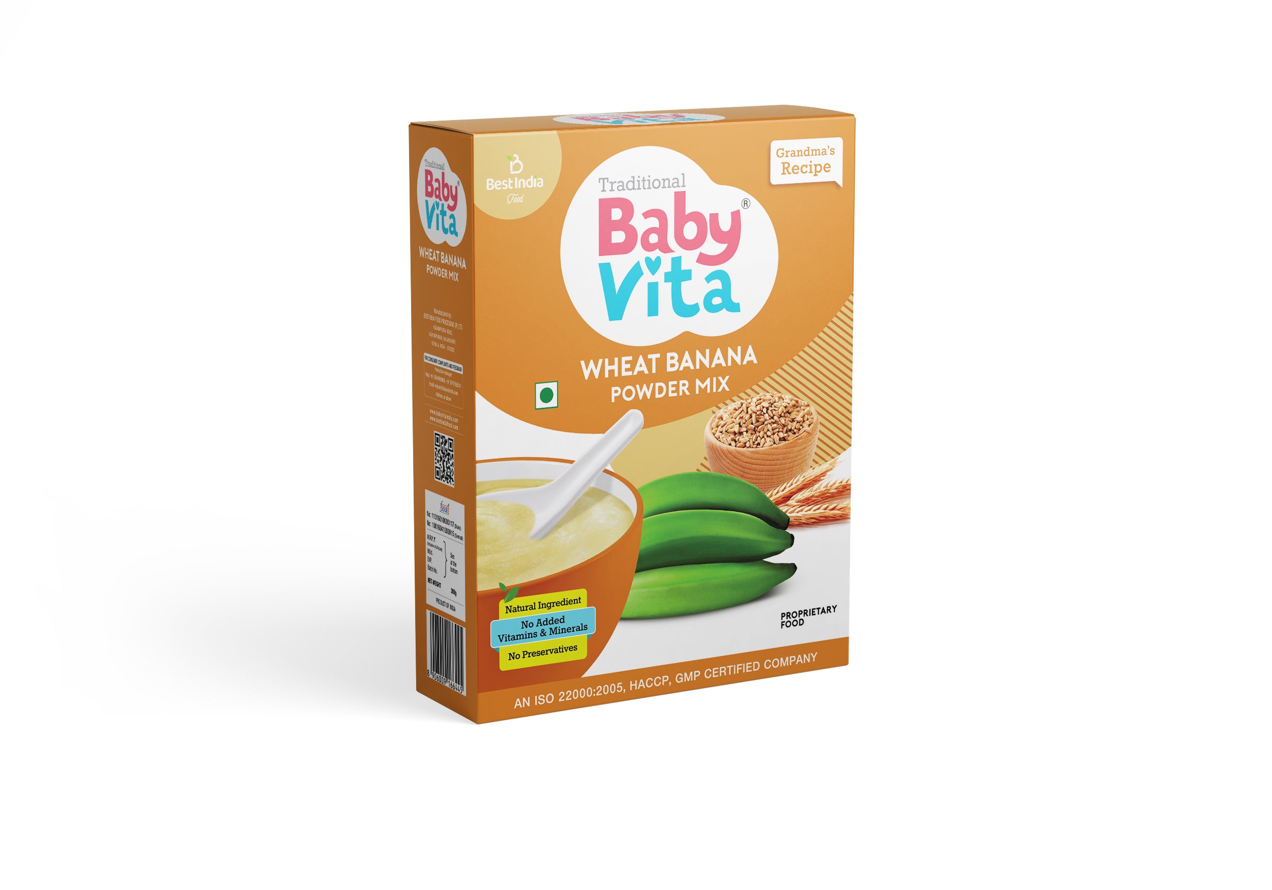 BabyVita Wheat Banana Powder Mix - No Preservatives & No Added Vitamins & Minerals - Natural Ingredients - 300 Grams