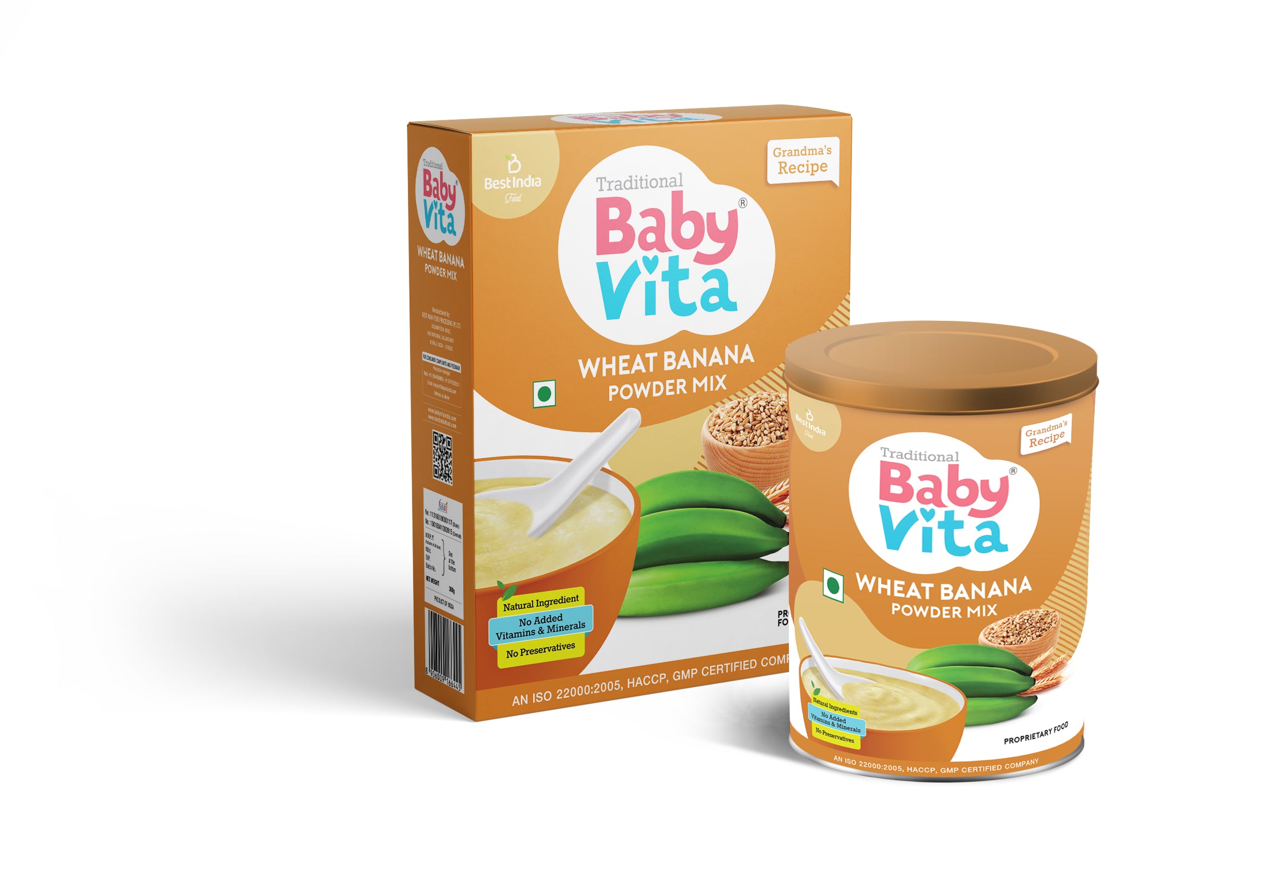 BabyVita Wheat Banana Powder Mix - No Preservatives & No Added Vitamins & Minerals - Natural Ingredients - 300 Grams