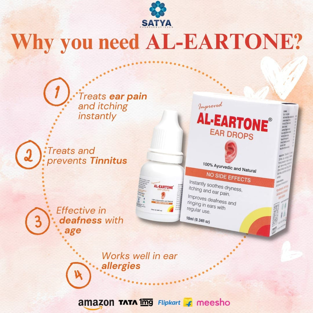 Al - Eartone 100% Ayurvedic & Natural Ear Drops - Soothes Dryness, Itching and Ear Pain - Maintain General Ear Hygiene - 10 ml