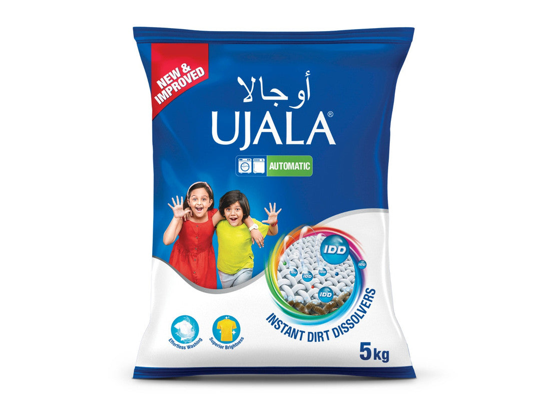 Ujala Idd Washing Powder (Automatic) - Effortless Washing Superior Brightness - Long Lasting Freshness - Whitens Clothes In One Wash - 4Kg+1Kg