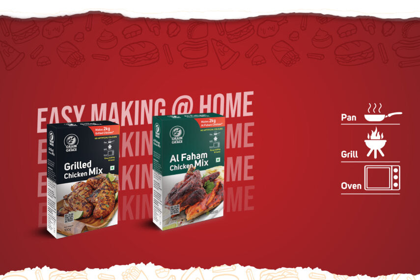 Grain N Grace Grilled Chicken Mix - No Artificial Colours - Makes 2 kg Grilled Chicken - 100 gm