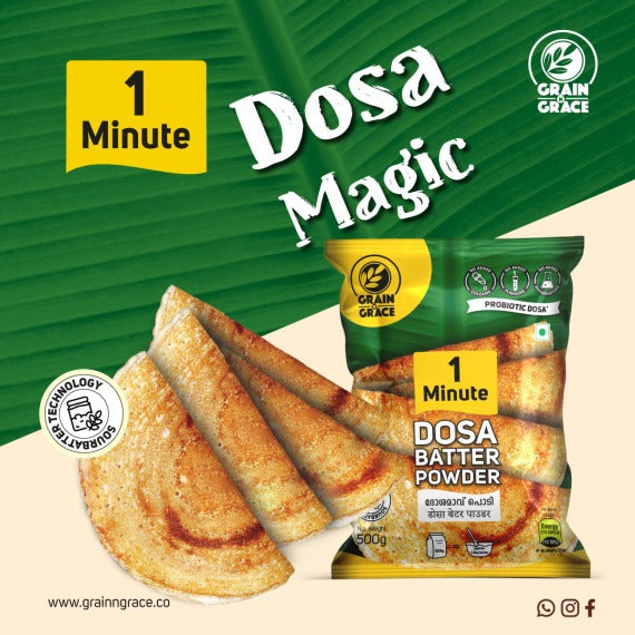 Grain N Grace 1 Minute Dosa Batter Powder - No Added Colours, Preservatives & Flavours  - Made from High Quality Rice & Lentils- 500 g