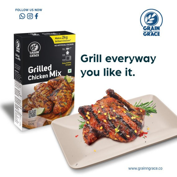 Grain N Grace Grilled Chicken Mix - No Artificial Colours - Makes 2 kg Grilled Chicken - 100 gm