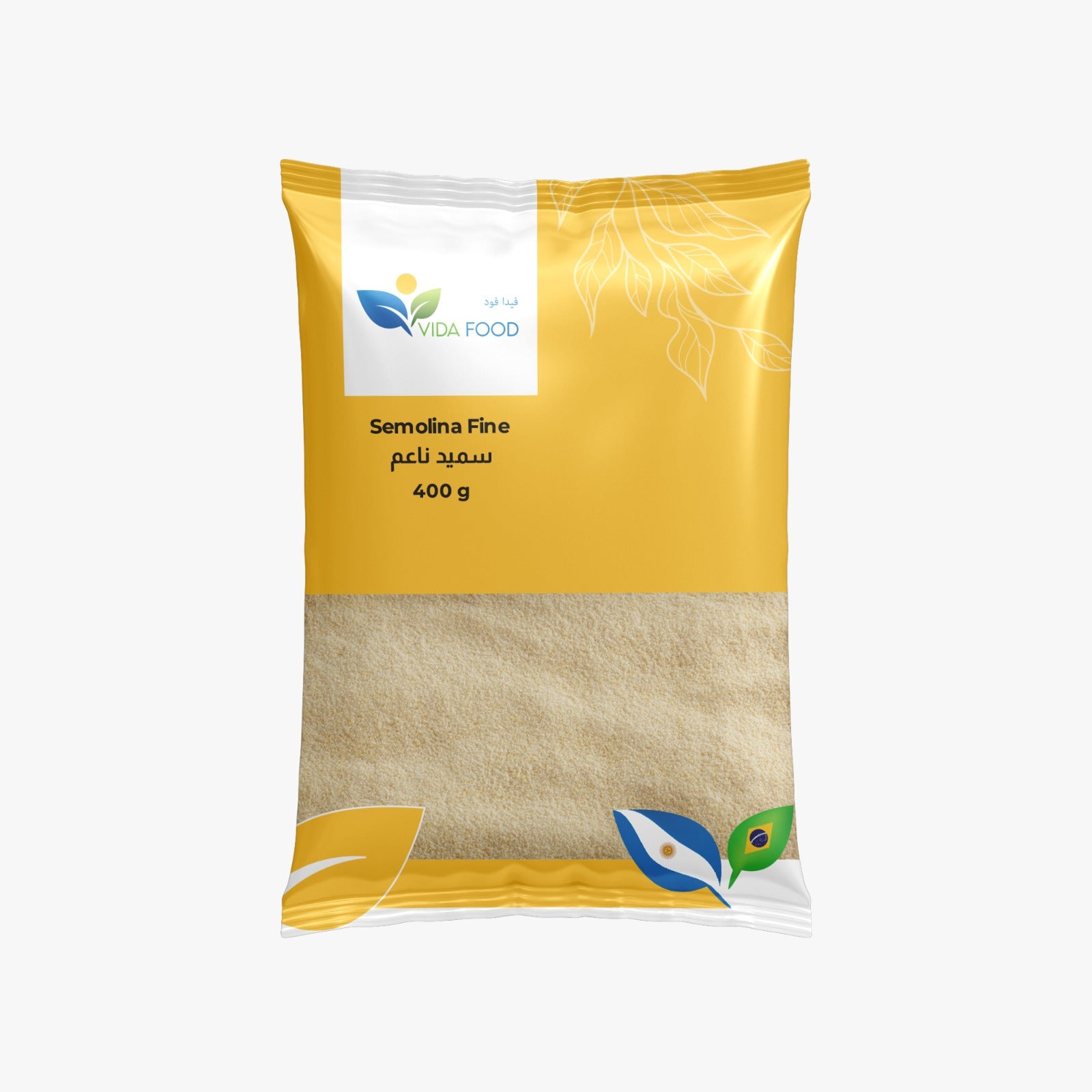 Vida Food Semolina Fine - High in Protein - For Baking and Cooking - 400g