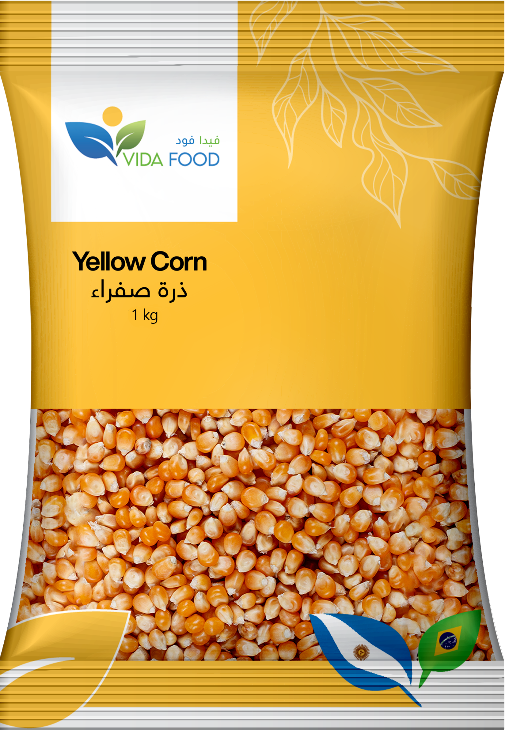 Vida Food Yellow Popcorn - Made from non-GMO corn and Natural - Tasty Treat Anytime - 1 kg