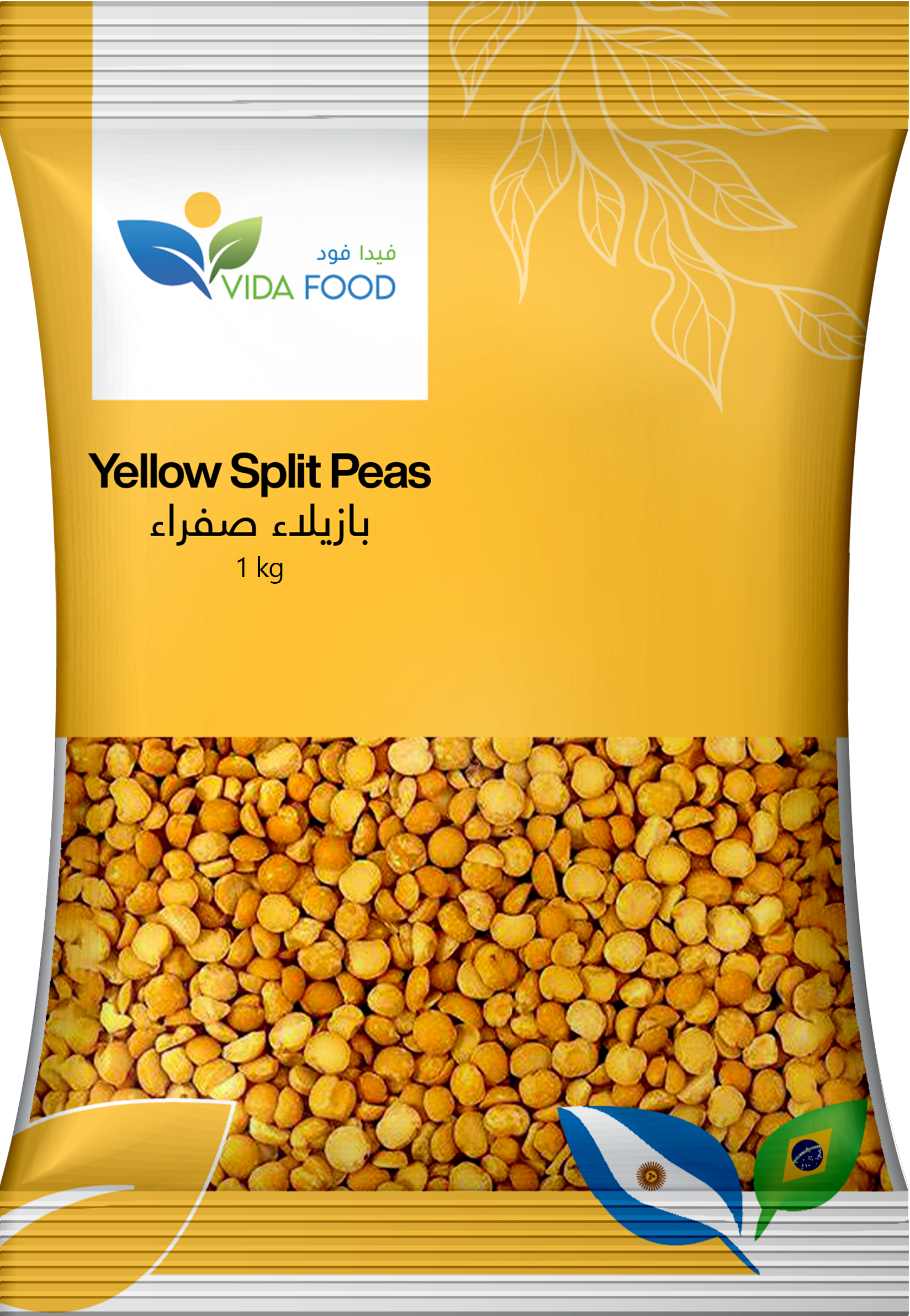 Vida Food Yellow Split Peas - Free from GMO and Natural - Rich with Protein, Fiber, Vitamins & Minerals - 1 kg