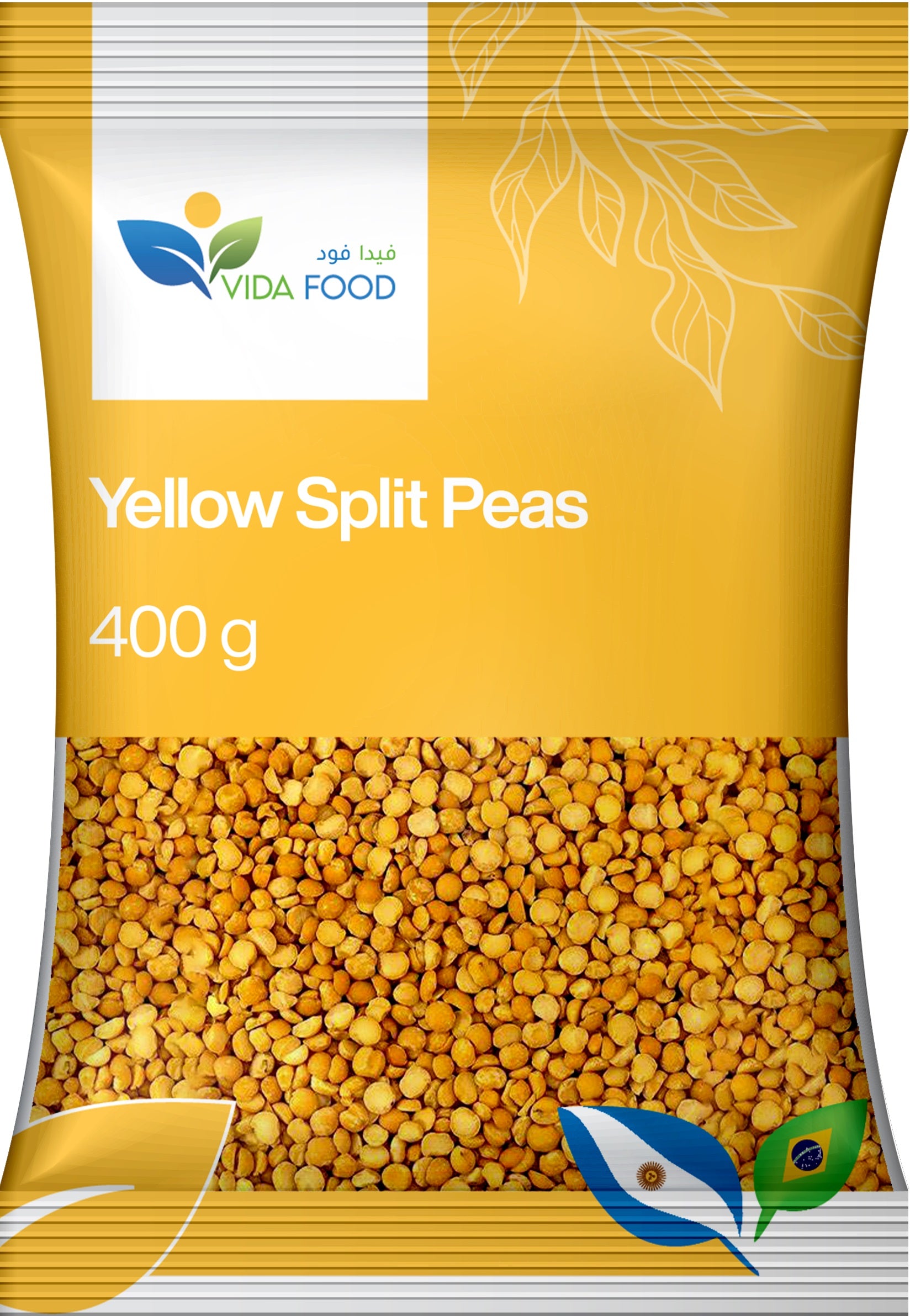 Vida Food Yellow Split Peas - Free from GMO and Natural - Rich with Protein, Fiber, Vitamins & Minerals - 400 g