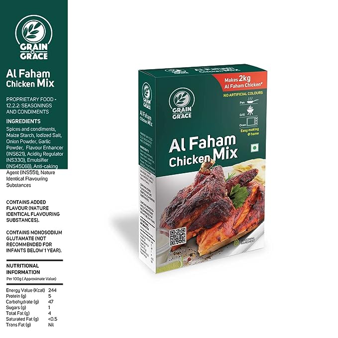 Grain N Grace Al Faham Chicken Mix - No Artificial Colours - Makes 2 kg Al Faham Chicken - 100 gm