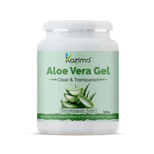 Kazima Cosmetics 100% Natural Aloe Vera Gel Clear Transparent Skin and Hair Moisturizer Prevents Wrinkles Heals Scars Removes Dandruff 500 gms