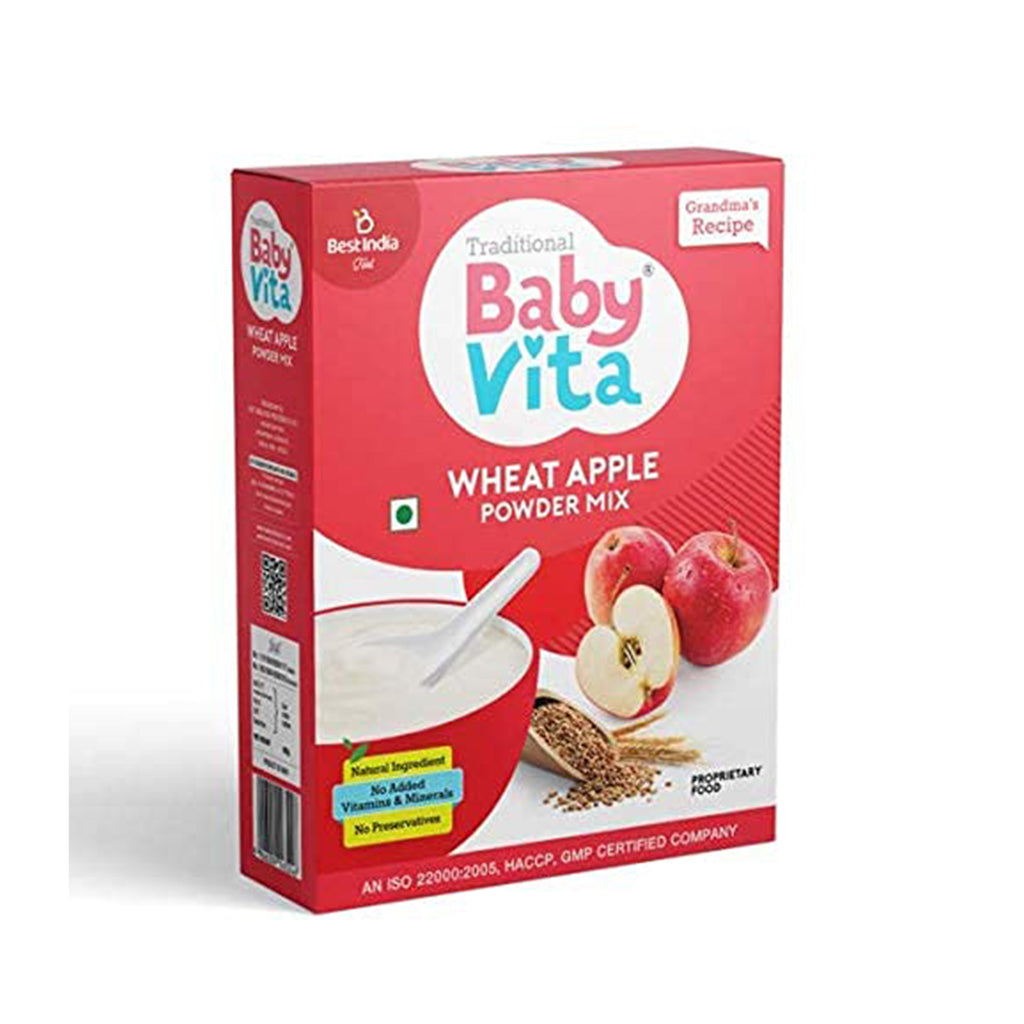 BabyVita Wheat Apple Powder Mix- contribute to the overall health and growth of infants and young children. - Natural Ingridients - 300 Grams