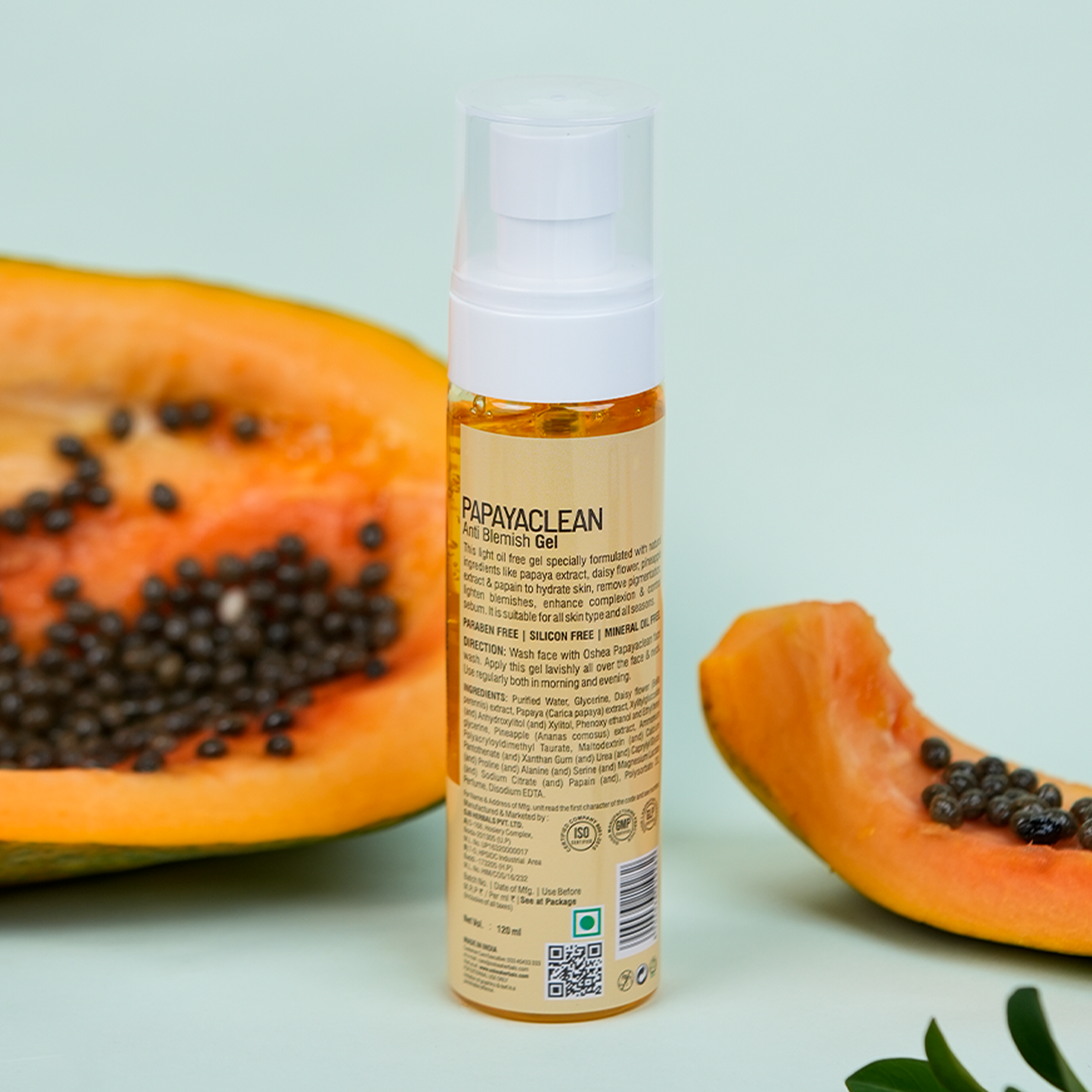 Oshea Herbals Papaya Clean Anti Blemishes Gel - Hydrates Skin - Lightens Blemishes & Enhances Complexion - For All Skin Type - Enriched with Papaya & Daisy Flower Extract - 120 ml