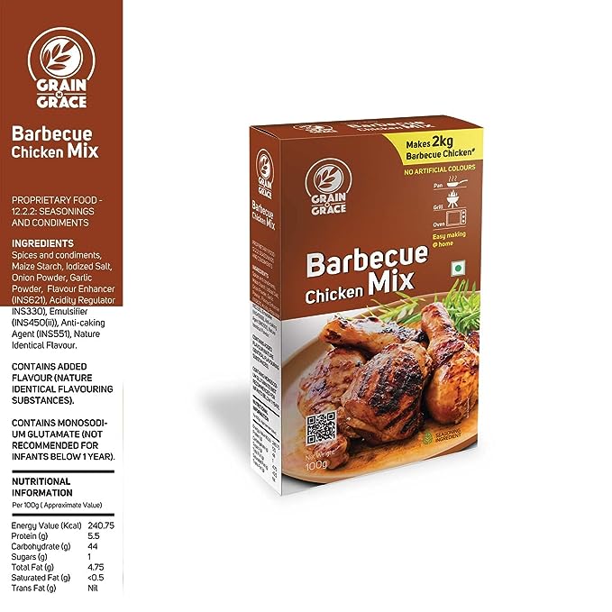 Grain N Grace- Barbecue Chicken Mix  - Barbecue Chicken At Home Either in Pan or Grill or Oven - 100 gm