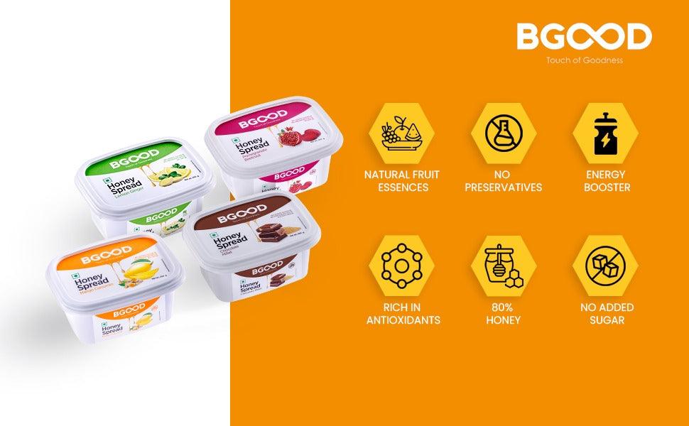 BGood Lemon Ginger Honey Spread - No Sugar Added,  No Preservatives, No Fat - All Natural Ingredients - Supports Body Immunity - Fights Cold & Flu - Aids in Digestion - 250 grams