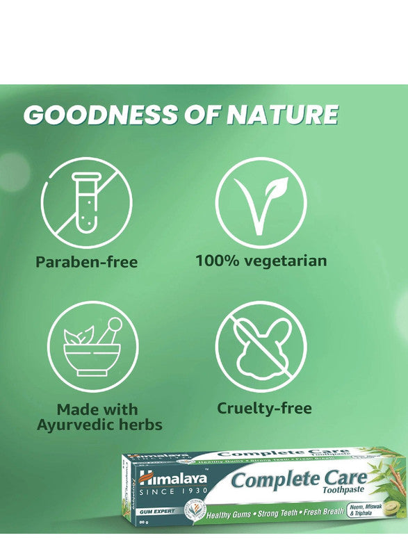 Himalaya Complete Care Toothpaste | With the Goodness of Neem, Miswak & Triphala | Healthy Gums, Strong Teeth, Fresh Breath - 80g
