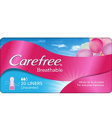 Carefree Breathable Unscented Panty Liners - Irritation Free Protection - 20 Liners