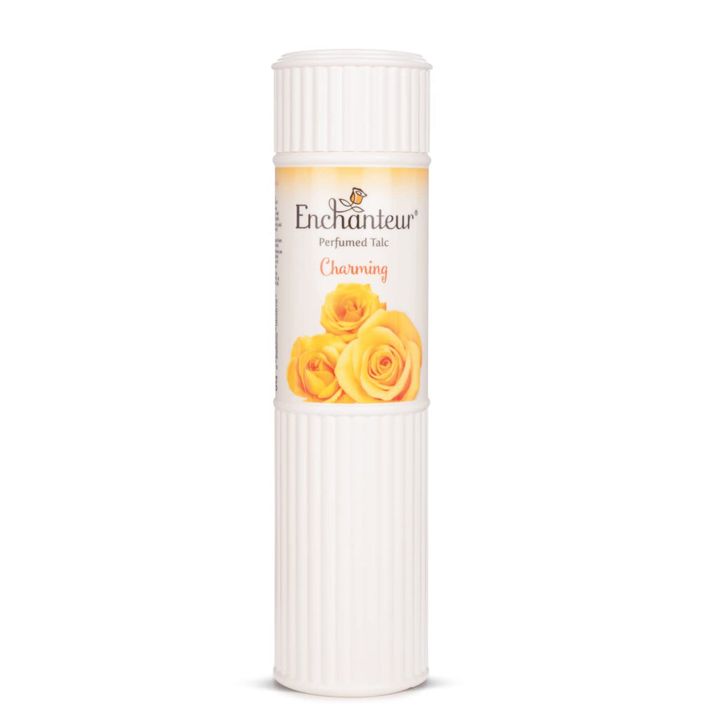 Enchanteur Perfumed Talc Charming 250Gm - Feeling Fresh And Dry During The Day- Its Smooth Texture Makes It Ideal For Usage On Body And Face.-250GM