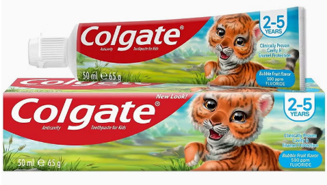 Colgate Kids Toothpaste Bubble Gum Fruit Flavour - Clinically Proven Cavity & Enamel Protection - For Kids Age 2 - 5 Years  - 50 ml