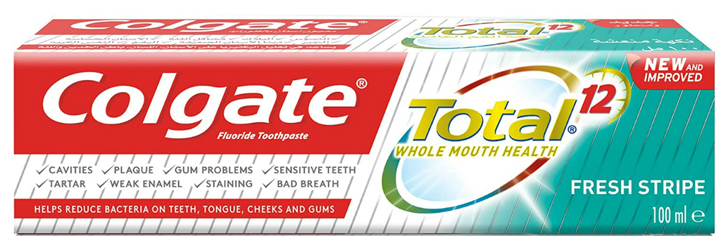 Colgate Flouride Total Toothpaste -12 Hour Antibacterial Protection - Fresh Stripe  - 100 ml