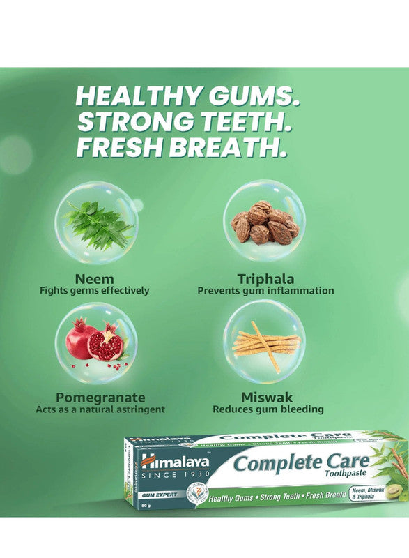 Himalaya Complete Care Toothpaste | With the Goodness of Neem, Miswak & Triphala | Healthy Gums, Strong Teeth, Fresh Breath - 80g