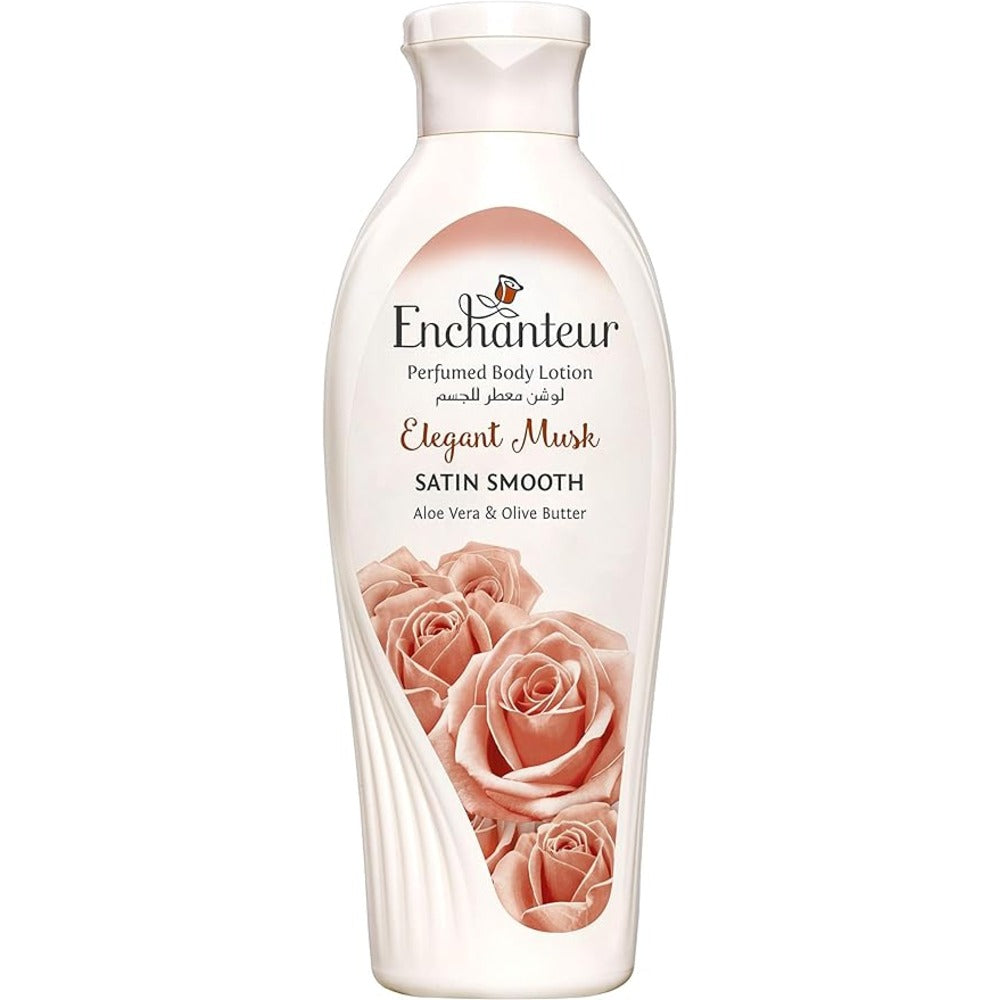 Enchanteur Elegant Musk Perfumed Body Lotion Aloe Vera & Olive Butter - Satin Smooth - Moisturize the Skin - 250 ml