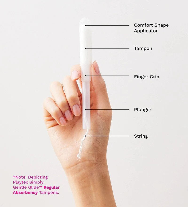 Playtex Simply Gentle Glide Regular Absorbency Tampons - Fragrance Free - Simple.Gentle.Reliable - 16 Tampons with Free Plastic Applicator - White