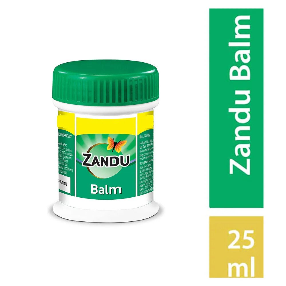 Zandu Ayuvedic Balm For Effective Relief Against Cold, Headache, Body Pain - 25ml