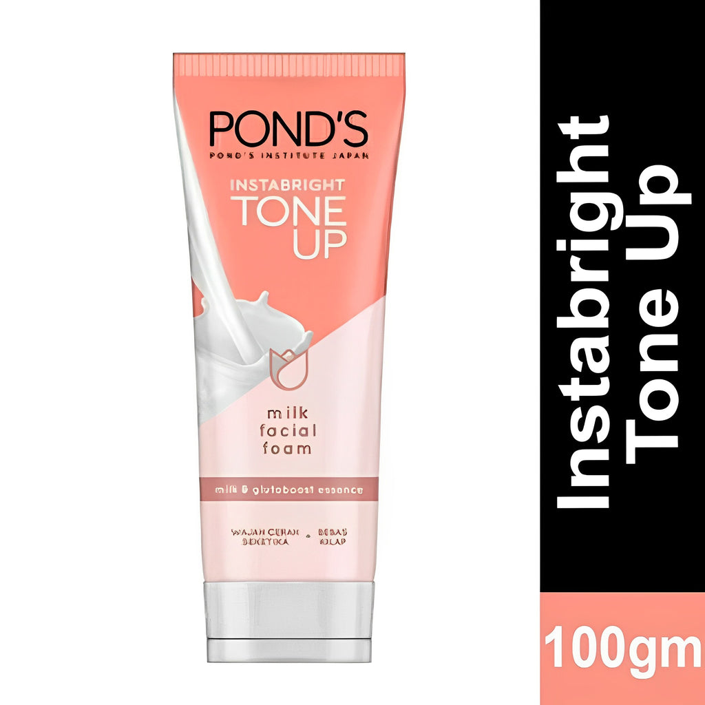 Pond's Insta Bright Tone Up Milk Facial Foam | Milk and Glutaboost Essence | Offers Instantly Bright Skin After Every Wash - 100 g