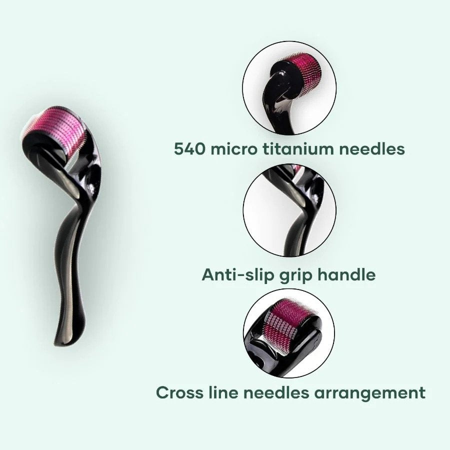 Menqshahayd Derma Roller - For Anti Ageing Skin & Skin Tightening - Skin Rejuvenation & Reducing Wrinkles Scars    - Black