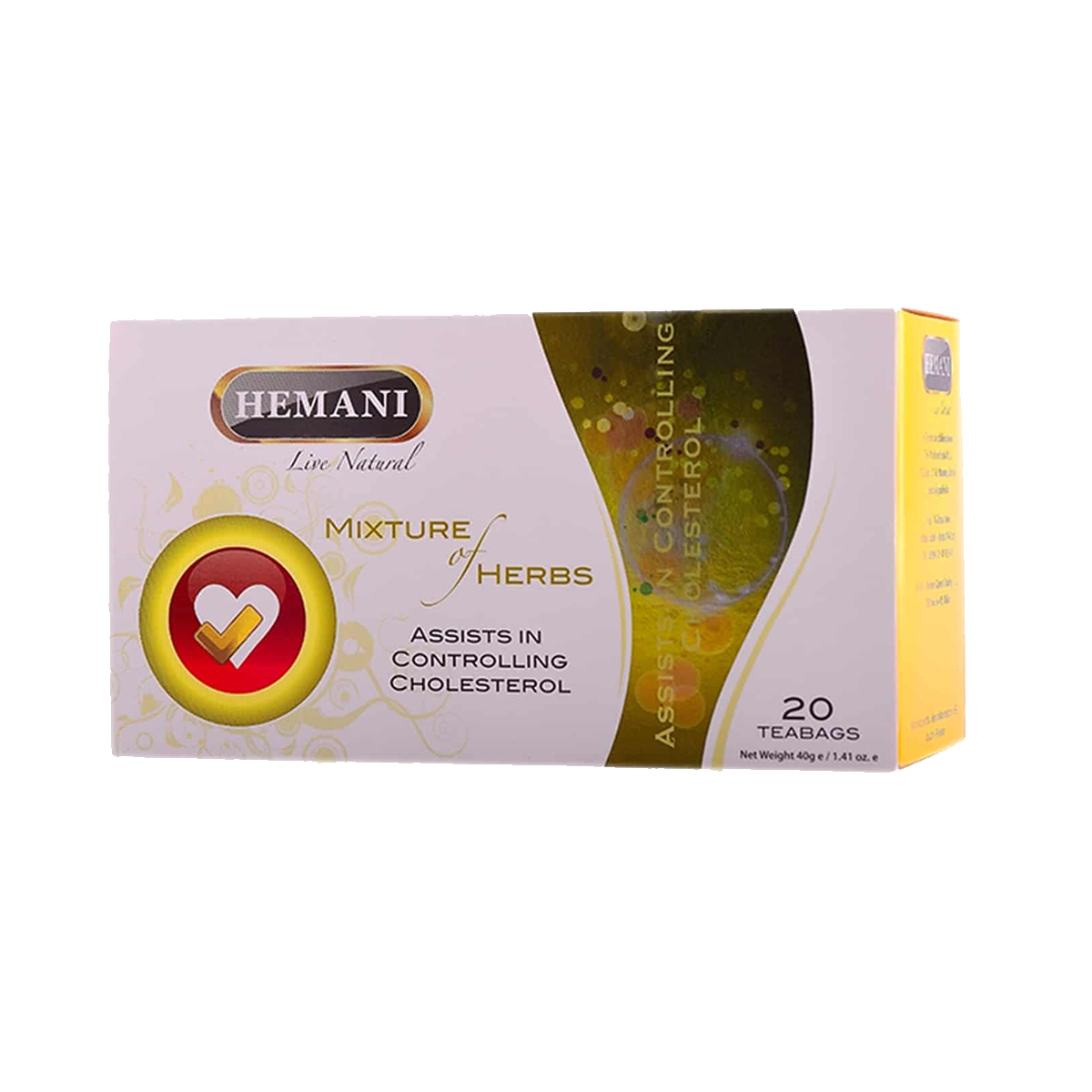 Hemani Mixture of Herbs Tea - Assists in Controlling Cholestrol - Cold and Flu Remedy   - 20 Tea Bags - 40gms