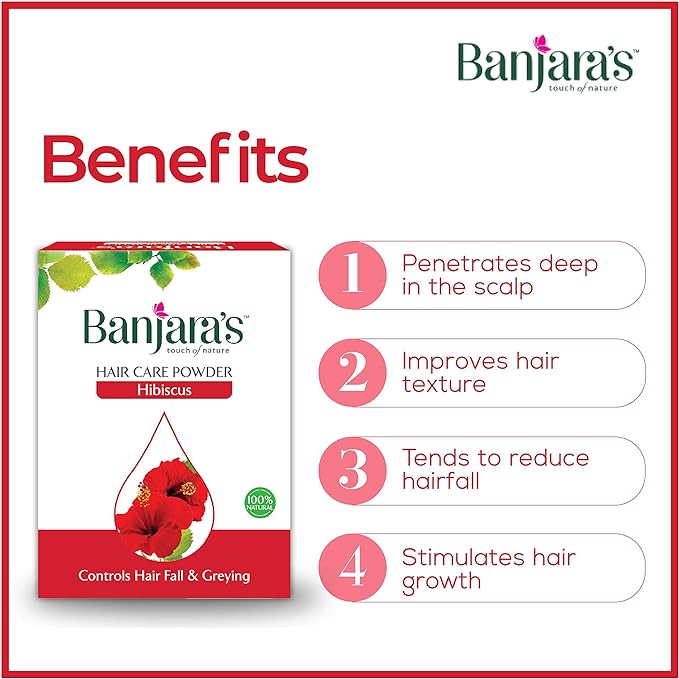 Banjaras  Hibiscus Hair Care Powder- Promotes Hair Growth- Prevents Breakage And Baldness.- 100g