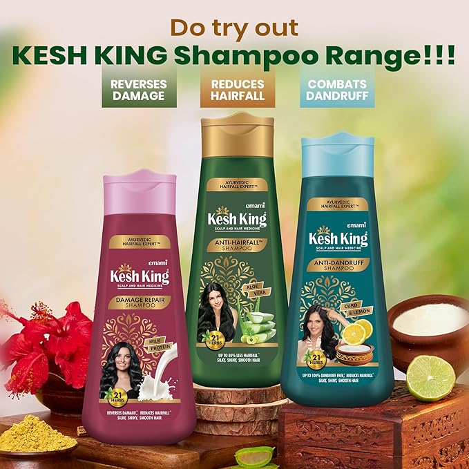 Emami Kesh King Anti-Hair Fall Shampoo - With Goodness of Aloe Vera & 21 Herbs - For Silky, Shiny & Smooth Hair - 200 ml