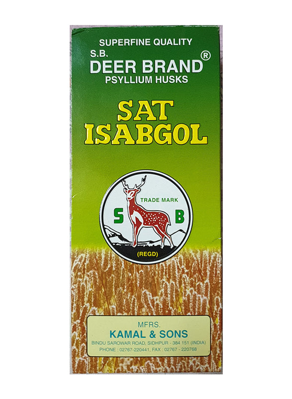 S.B. Deer Brand Sat Isabgol Pure Psyllium Husk Promotes Healthy Digestion and Regulates Bowel Movement50g