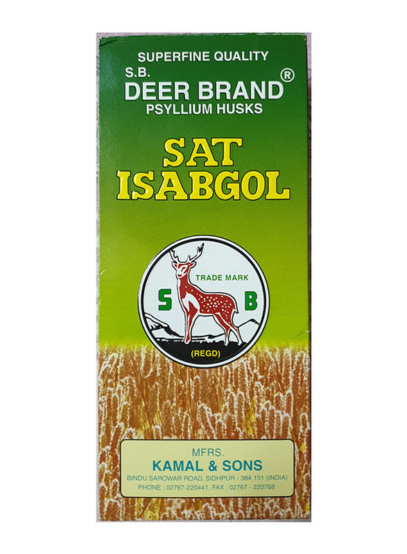 S.B. Deer Brand Sat Isabgol Pure Psyllium Husk Promotes Healthy Digestion and Regulates Bowel Movement100g