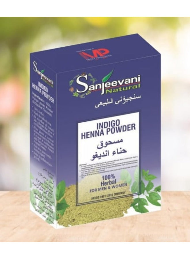 Sanjeevani Naturals Indigo Powder for Hair Color - Natural Grey Coverage & Hair Conditioning - For Men And Women   - 4 x 25 g - 100 Total Grams