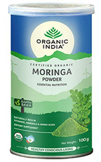 Organic India Ceritified Organic Moringa Powder Naturally Rich in Vitamins, Minerals & Amino Acids Dietary Supplement   - 100 gms
