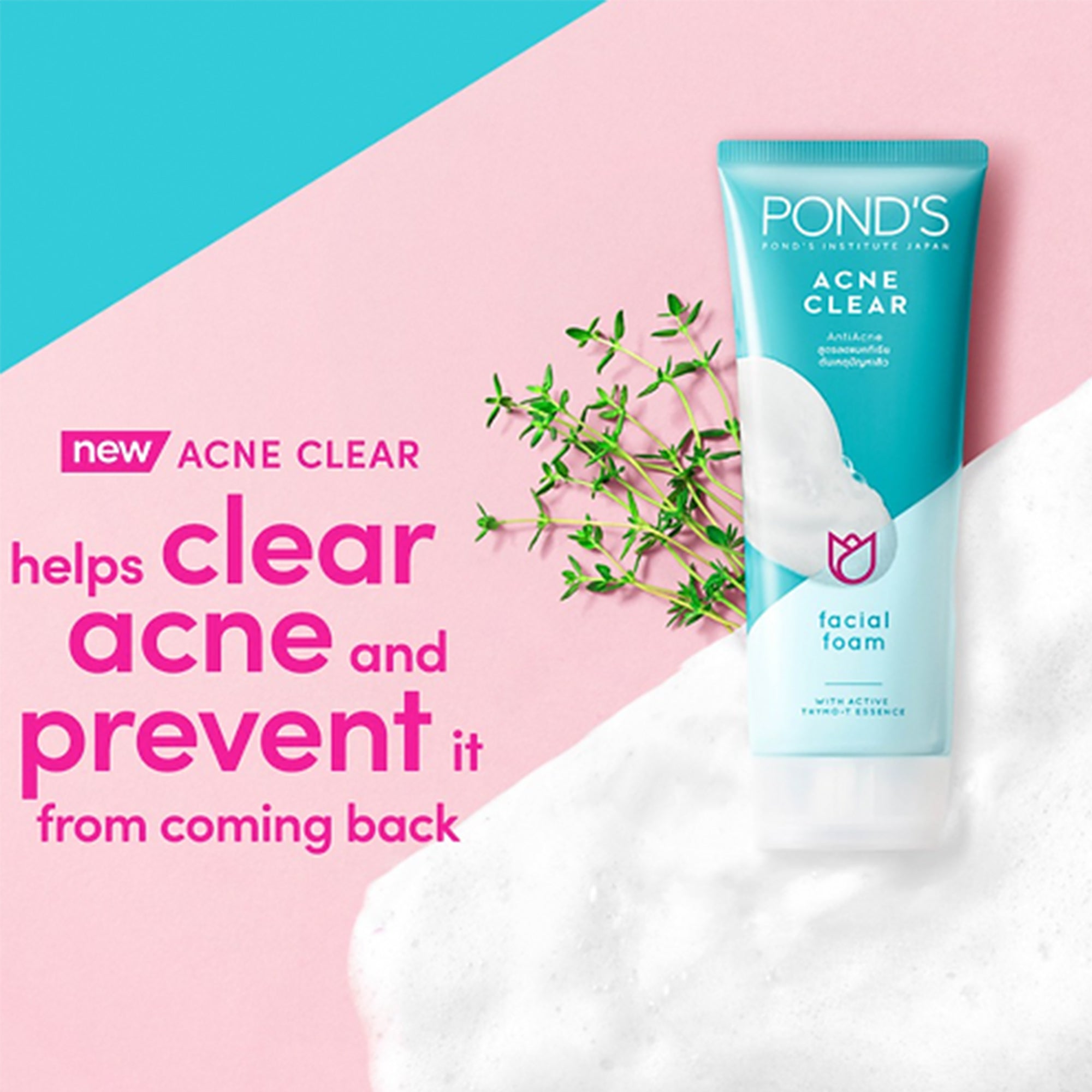 Pond's Acne Solution Anti Acne Facial Foam | With Active Thymo-T Essence - 100 g