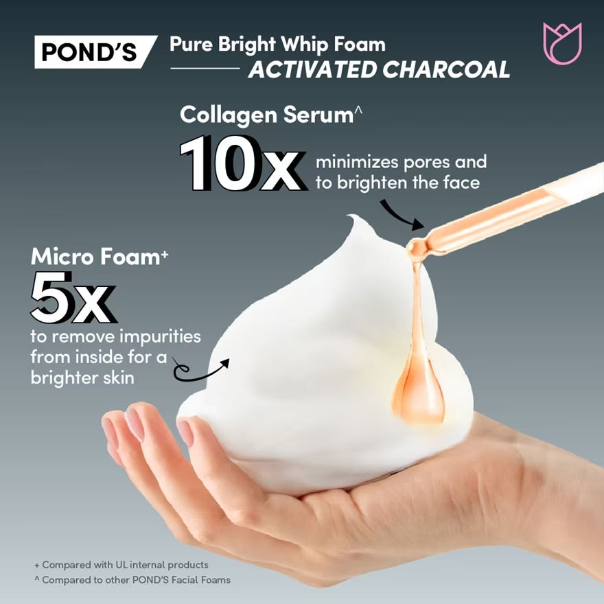 Pond's Pure Bright Serum Whip Foam | Formulated with Activated Carbon and Vitamin B3+ | Uncover Your Natural Glow - 100 g