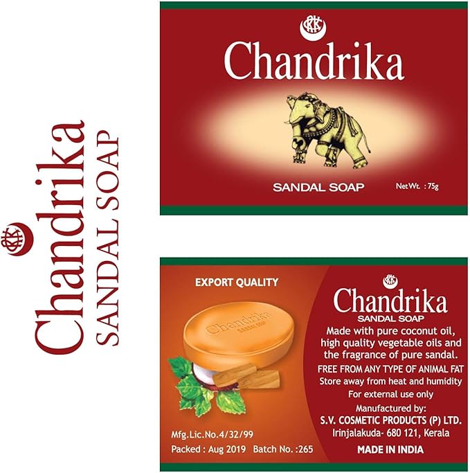 Chandrika Sandal Soap  - Sandalwood Infusion - Natural Ingredients - 75 Grams