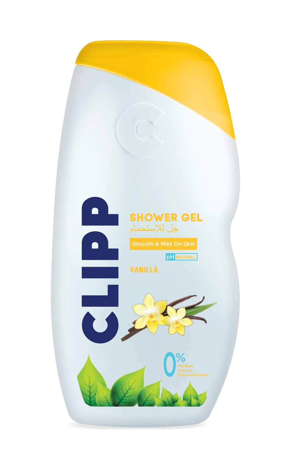 Clipp Shower Gel Vanilla Smooth & Mild On Skin PH Neutral 0% Paraben, Silicon, Phenoxyethanol Nourishes Skin and Prevents Dryness and Itchiness 250ml