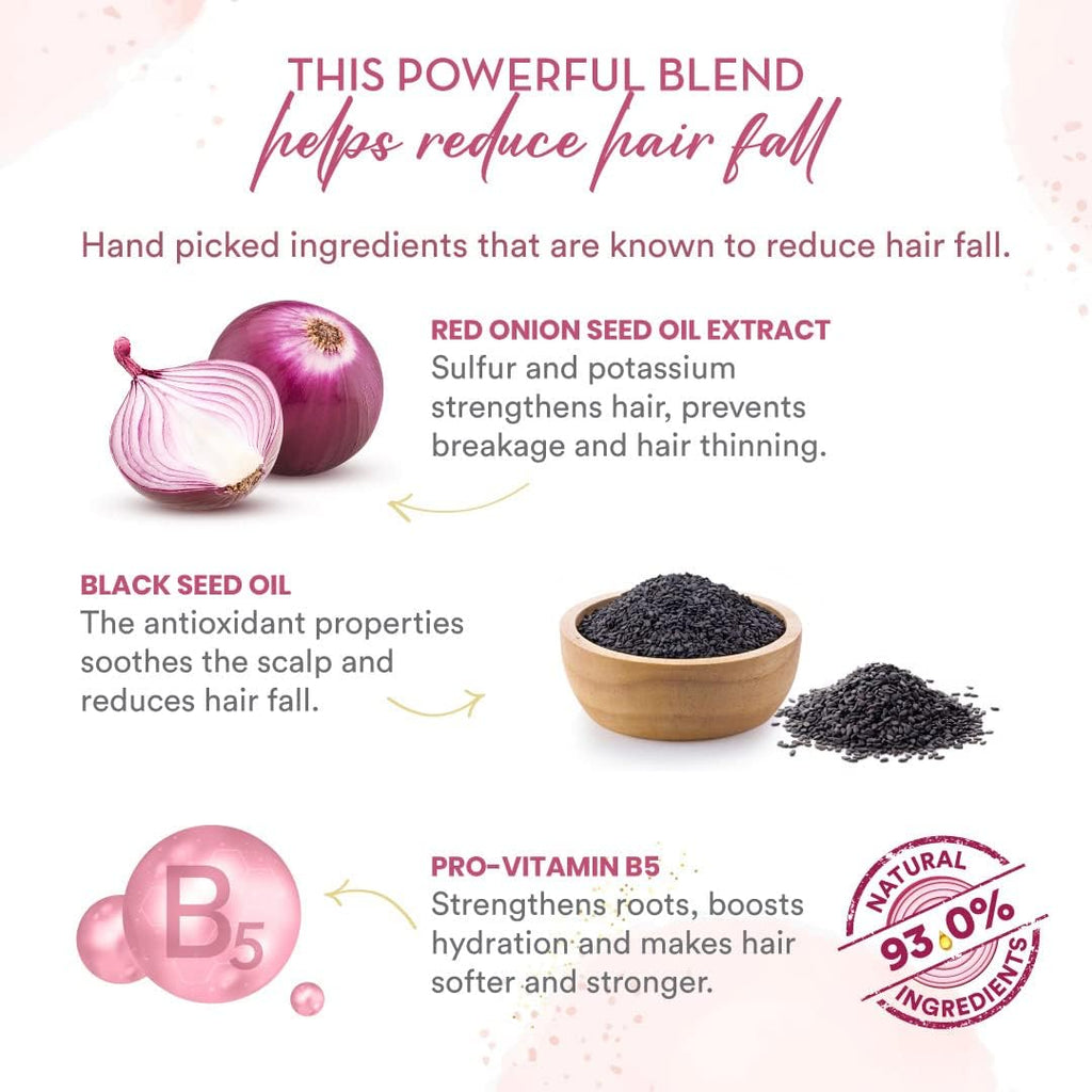 Wow Skin Science Red Onion Black Seed Oil Shampoo - Red Onion Seed Oil Extract Black Seed Oil & Pro Vitamin B5 - Dermatology Tested , No Parabens - 250ml